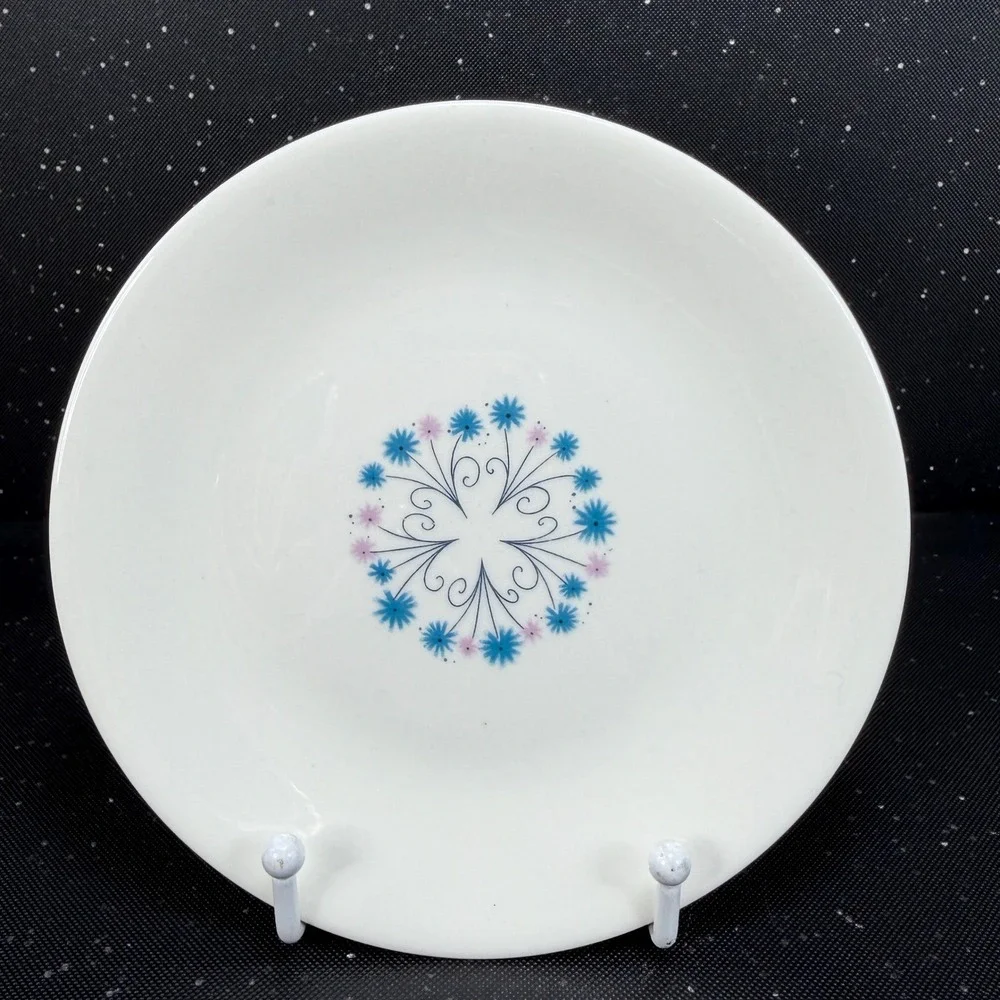 Iroquois Impromptu Ben Seibel Blue Pink Floral Plates Set of 2 6.25in MCM USA